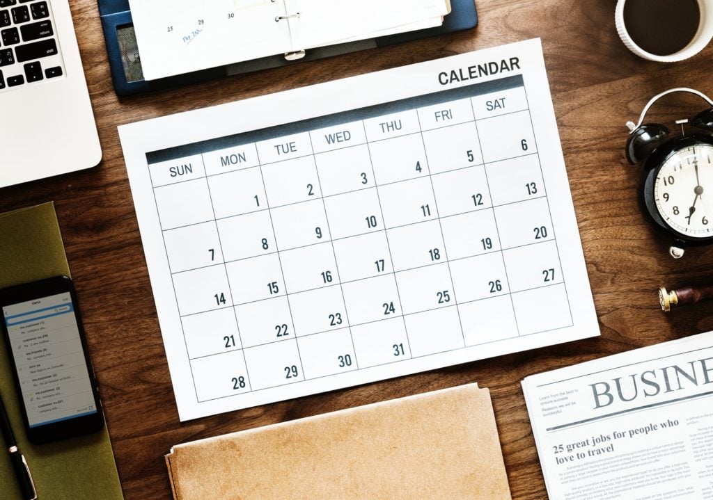 Calendar for vacation planning