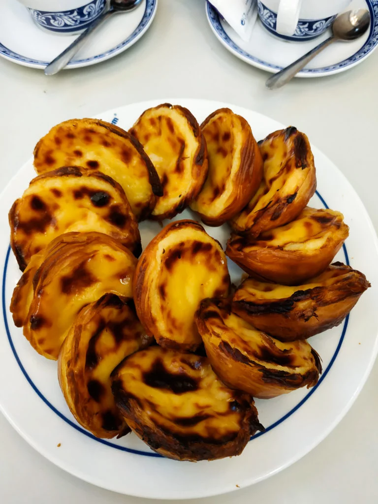 Plate of pasteis Portuguese custard tarts