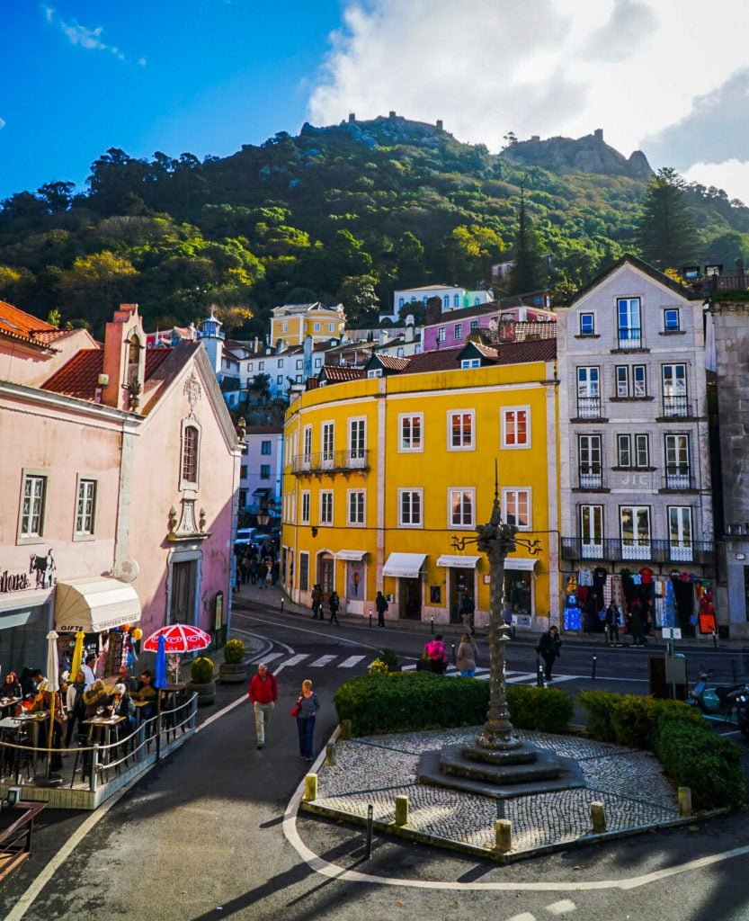 Sintra town square with monument