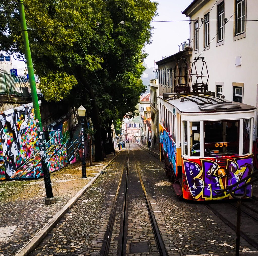Lisbon Graffiti Hill and Colorful Tram