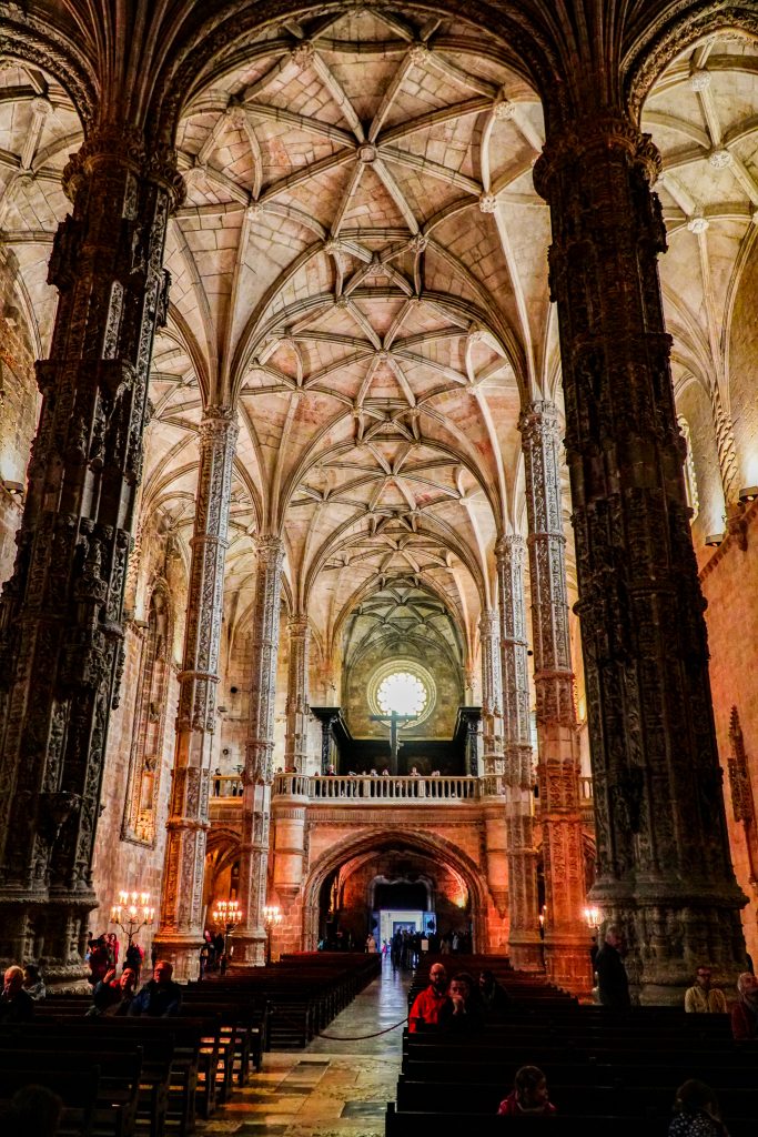 Jeronimos Monastery cathedral ceiling in Lisbon