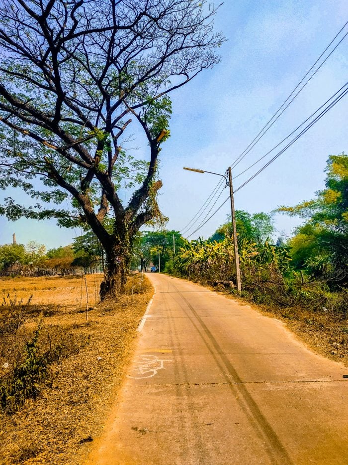 Bicycle path thru Sukhothai Thailand