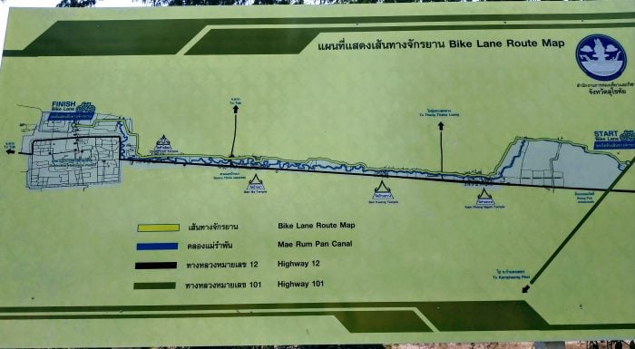 Bicycle path sign for temples in Sukhothai