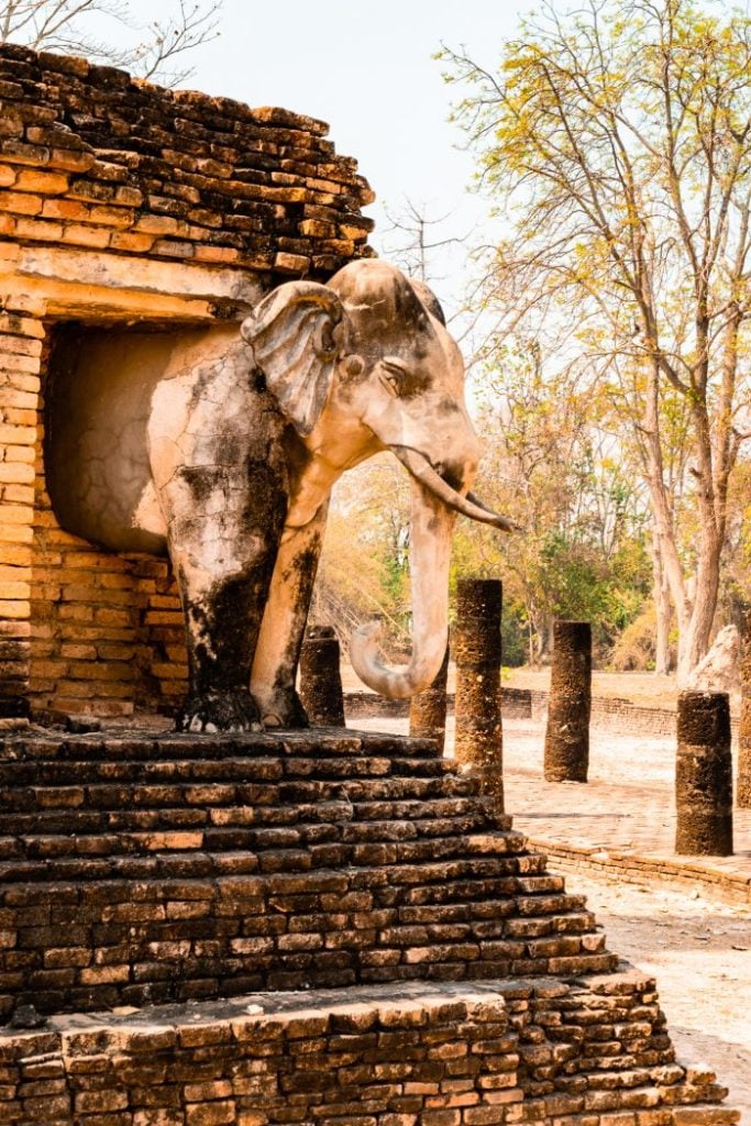 Stone elephant carved in monument