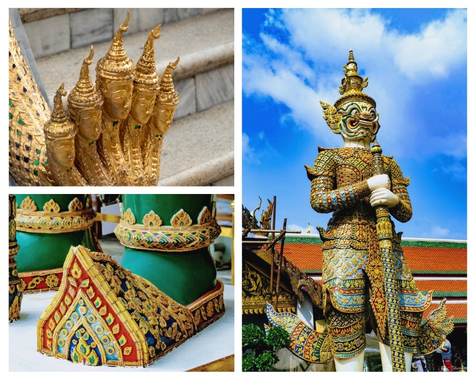 Gold statues at the Grand Palace in Bangkok