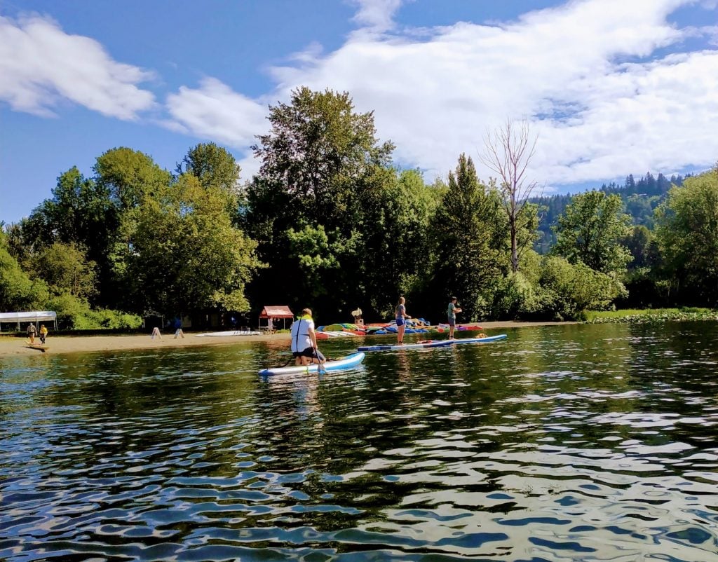 Stand up paddleboards on Lake Sammamish