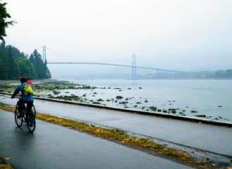 Bicyclers at Stanley Park in Vancouver, B.C.