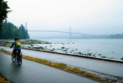 Bicyclers at Stanley Park in Vancouver, B.C.