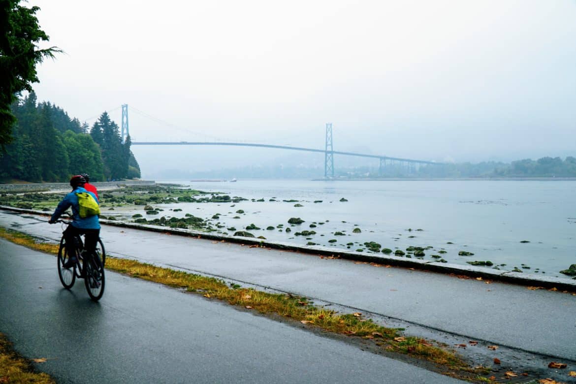 Bicyclers at Stanley Park in Vancouver, B.C.