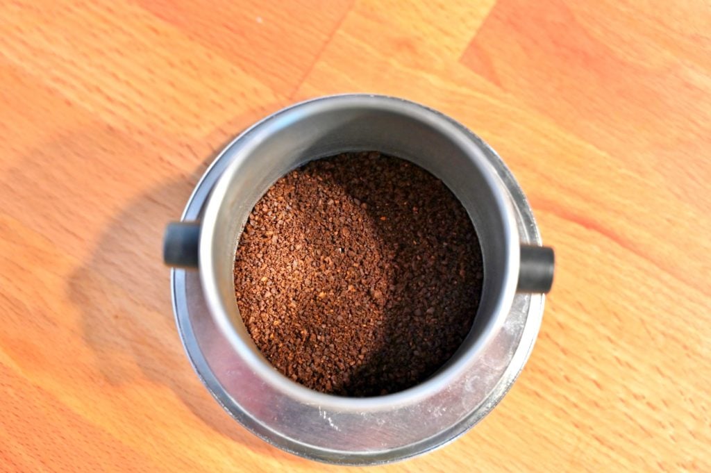 Vietnamese coffee filter with coffee