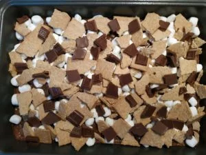 s'mores brownies about to be baked