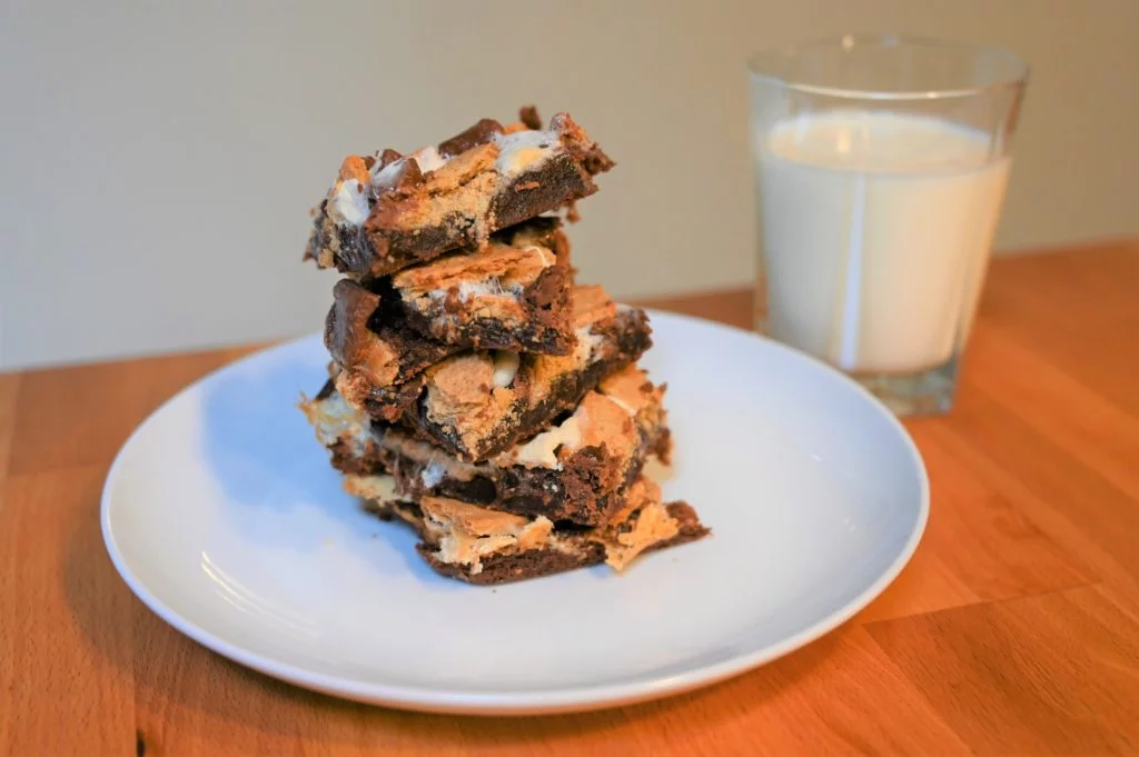 s'mores brownies with glass of milk