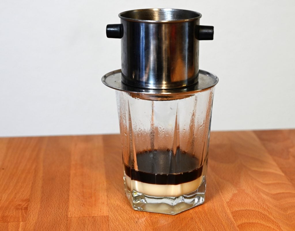 Vietnamese phin filter over cup