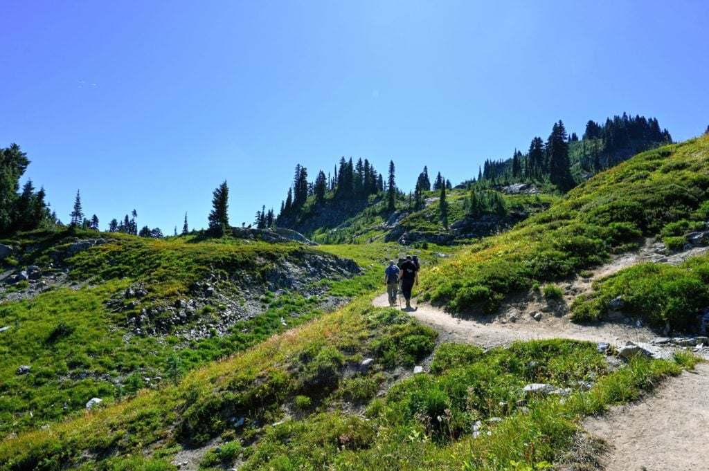 naches peak trail rocky hillside