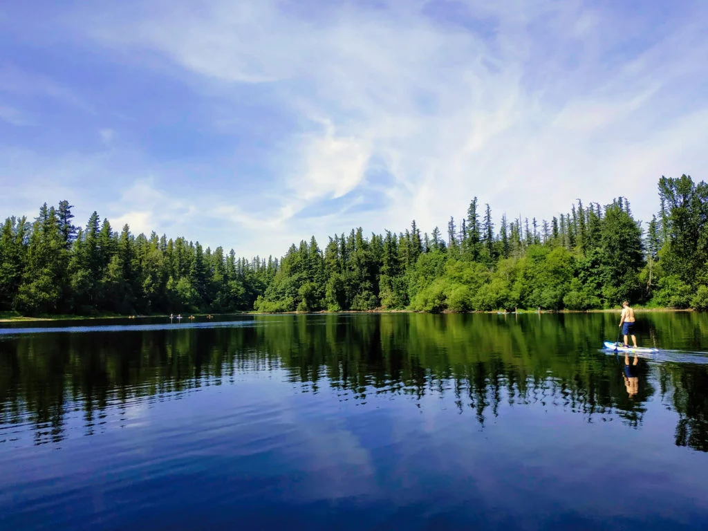 Stand up paddleboarder at Deep Lake