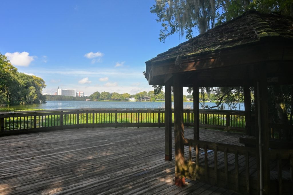 Gazebo overlook at Lake Rowena in Leu Gardens