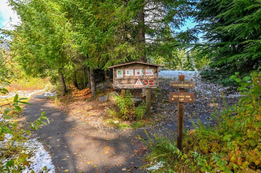 Gold Creek Pond trailhead sign