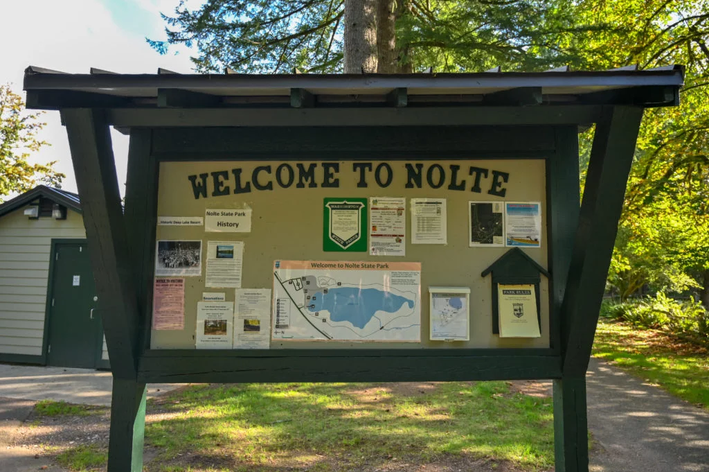 Welcome sign at Nolte State Park