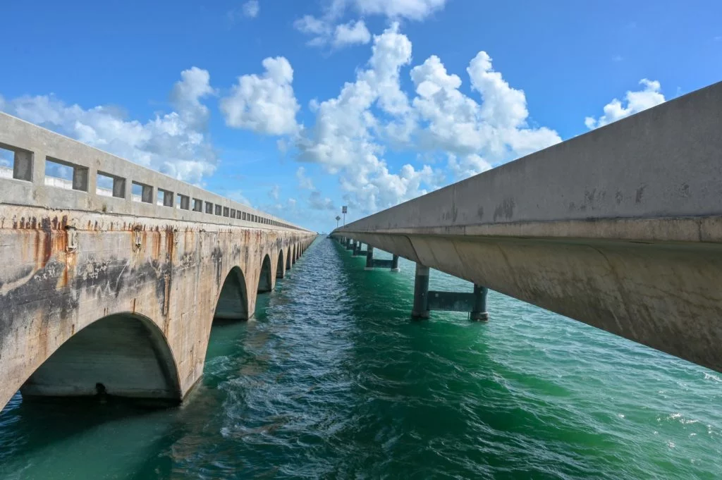 old and new 7 mile bridges in Florida Keys