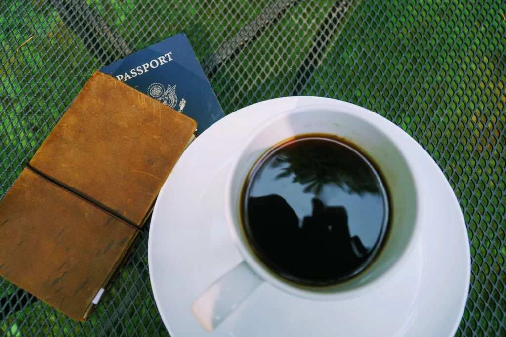 Coffee and travel passport