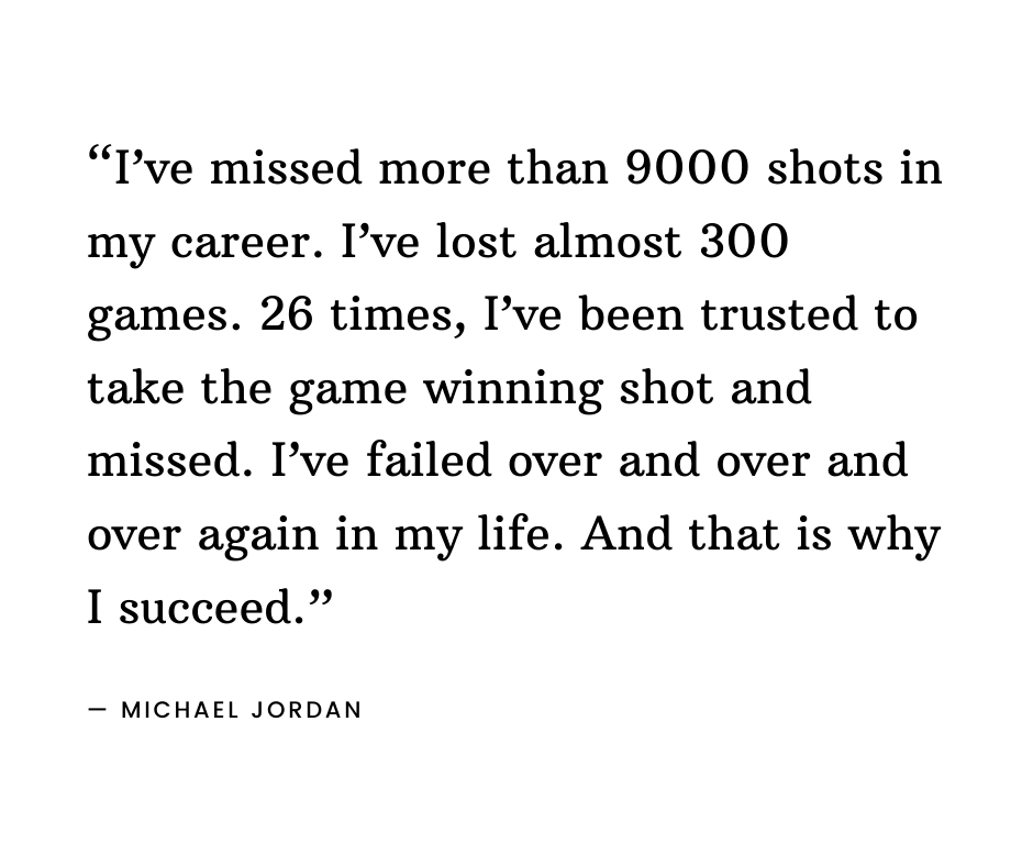 Michael Jordan quote on failure and not quitting