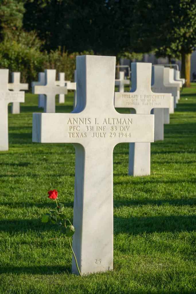 crosses at American Cemetery in Normandy.