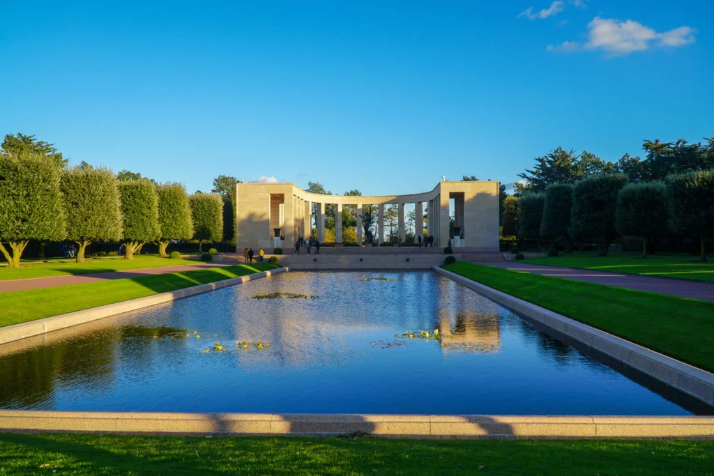 The reflection pool at Normandy American Cemetery.