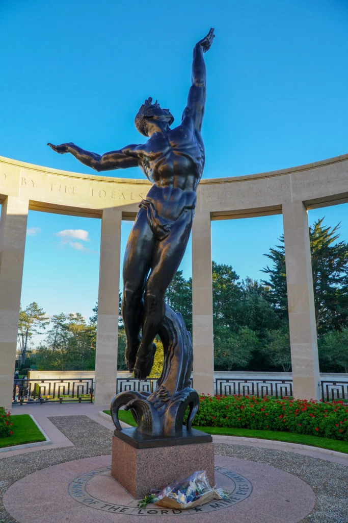 Bronze sculpture at D-Day cemetery in Normandy France