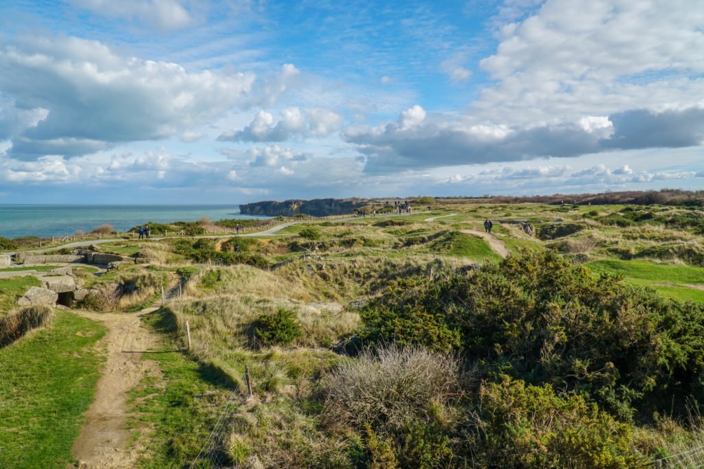 craters formed from aerial bombings at Pointe du Hoc