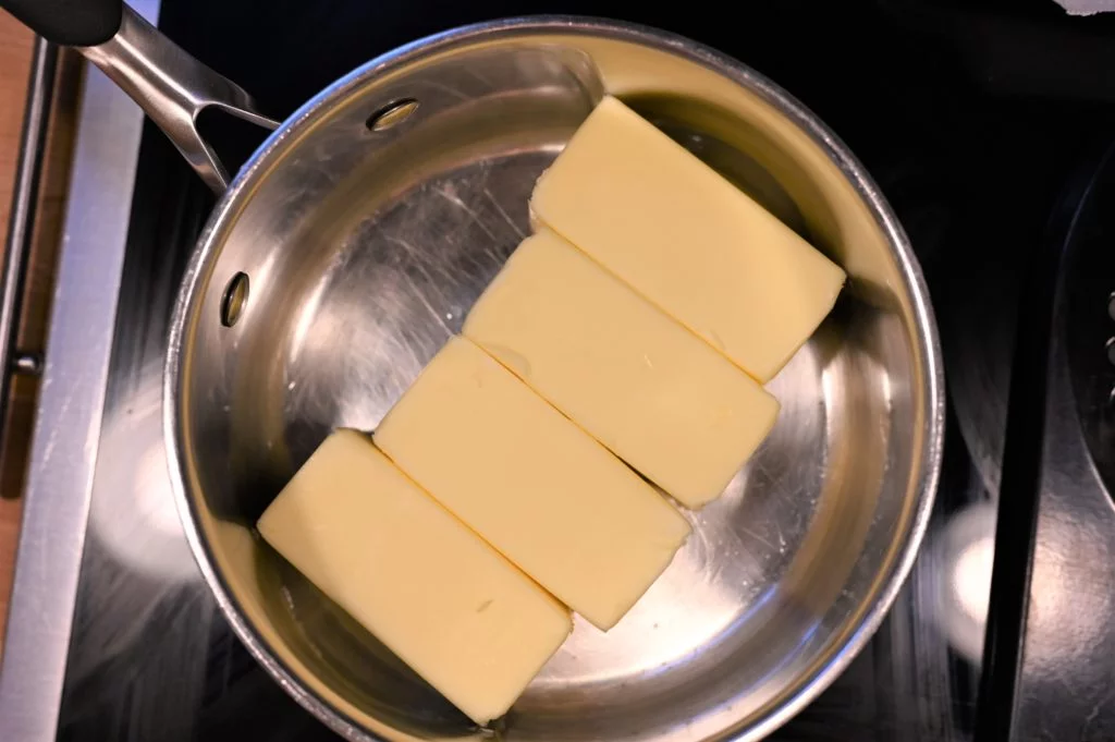 butter sticks in a saucepan