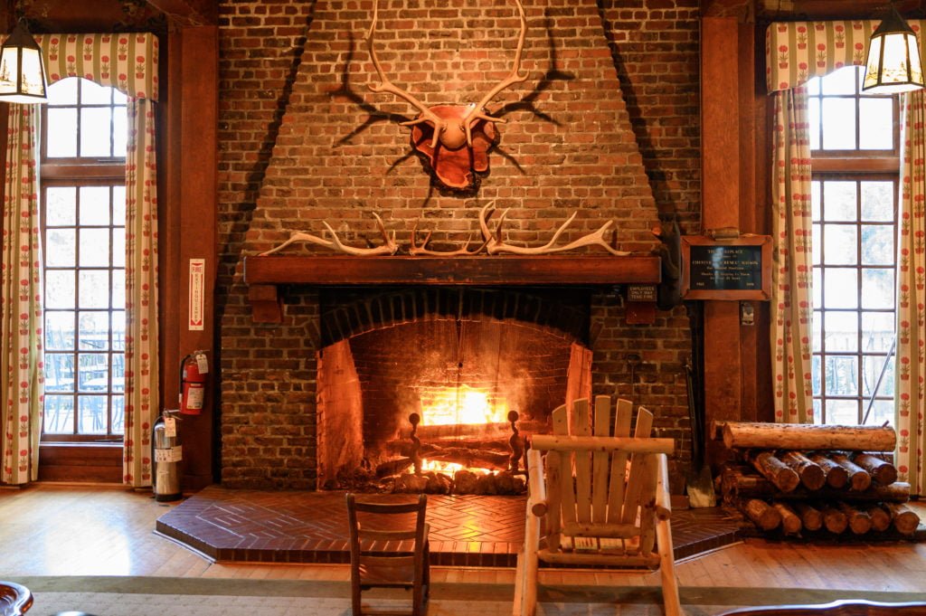 Fireplace in Lake Quinault Lodge