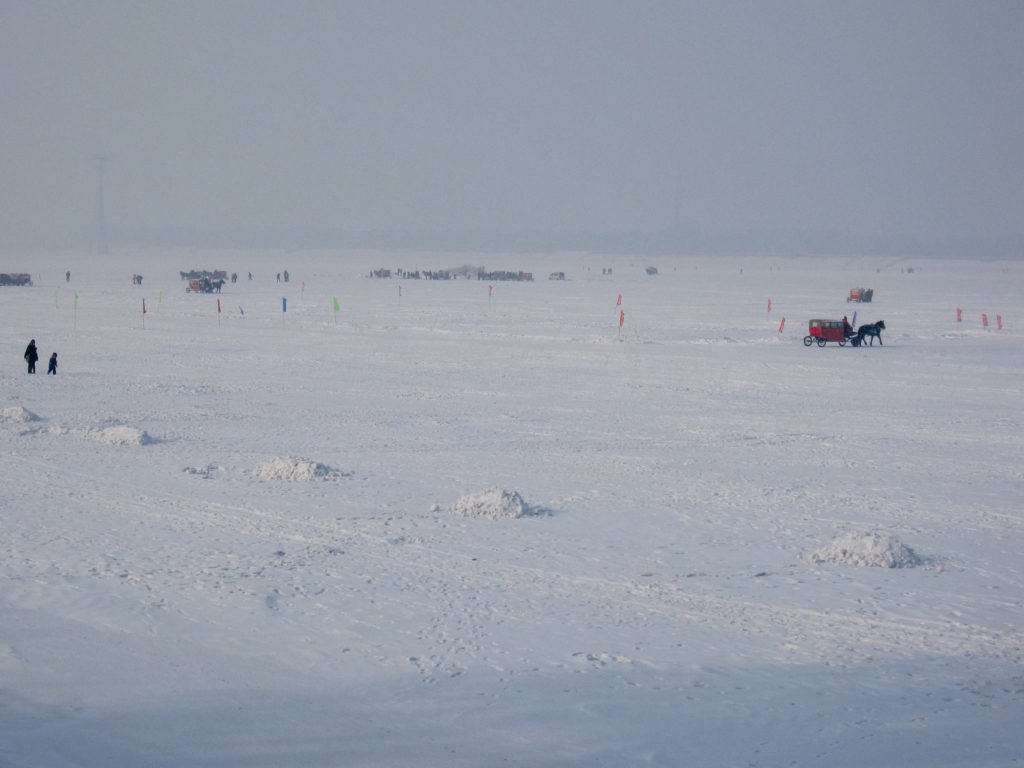 Frozen Songhua River in Harbin China