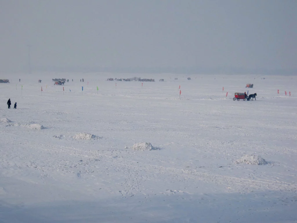 Frozen Songhua River in Harbin China
