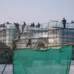 Harbin Ice Festival construction workers