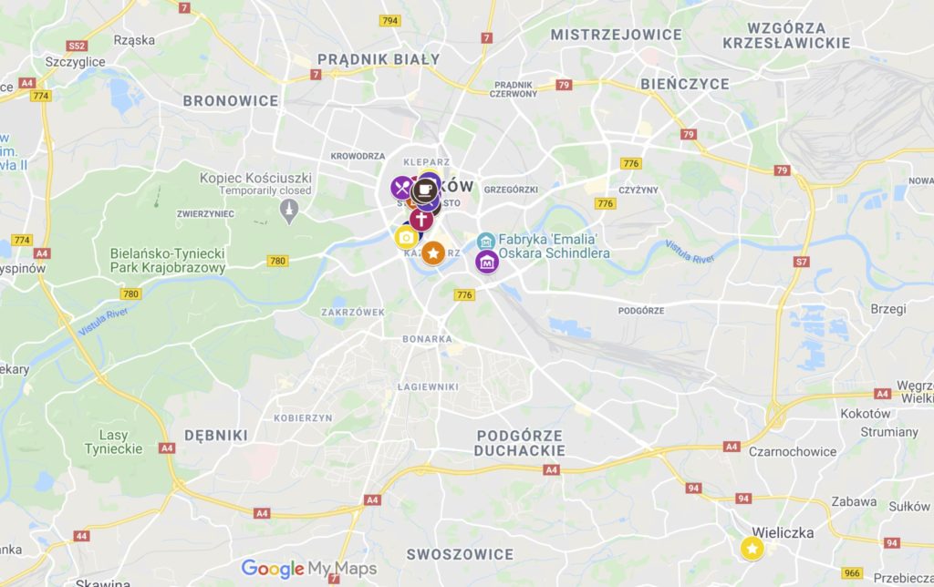 Map of Krakow