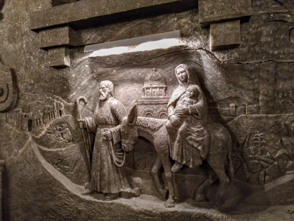 The Nativity scene carved from salt.