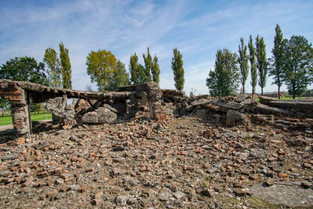 Ruins of Nazi crematorium and gas chamber