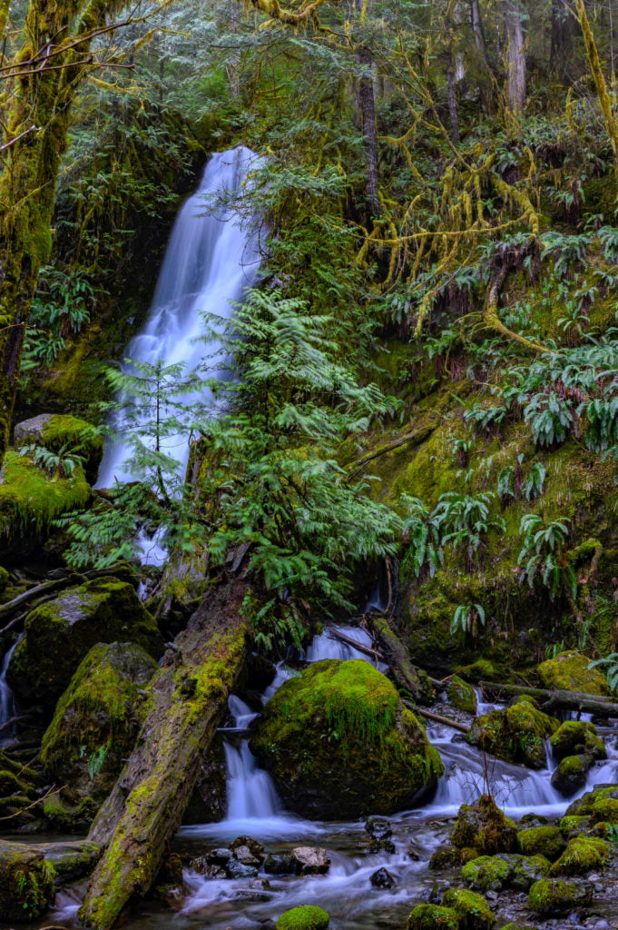 View of multiple waterfalls