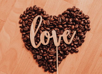 love heart coffee beans