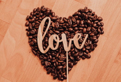 love heart coffee beans