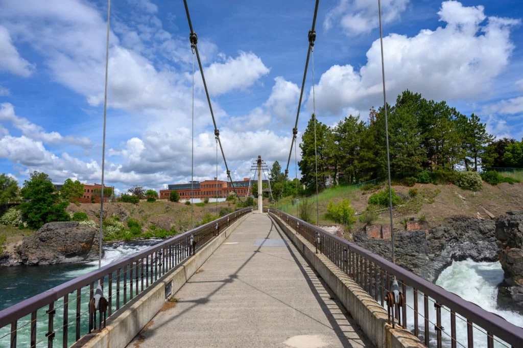 A Suspension bridge across the Spokane River