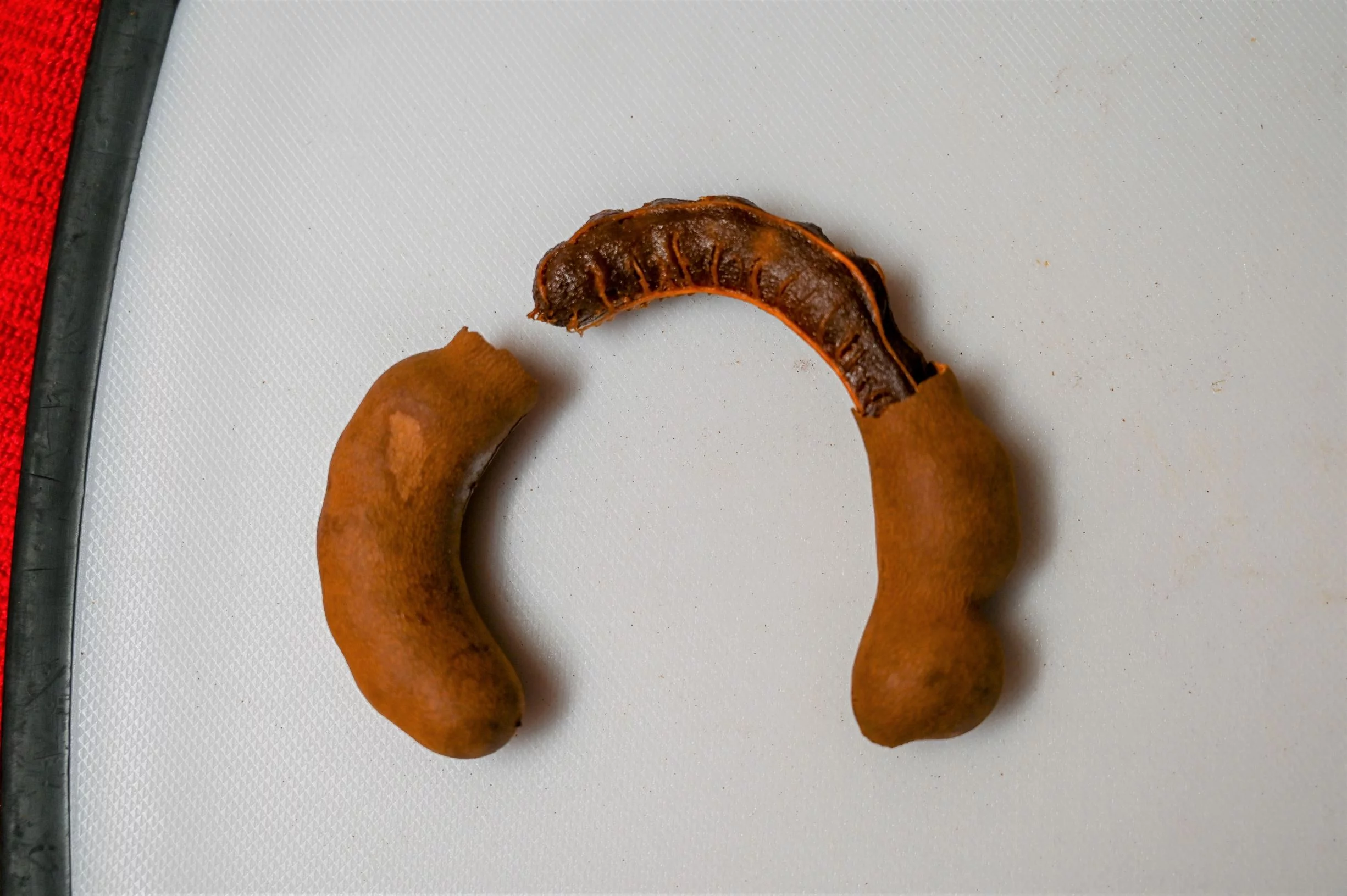 A partly shelled tamarind.