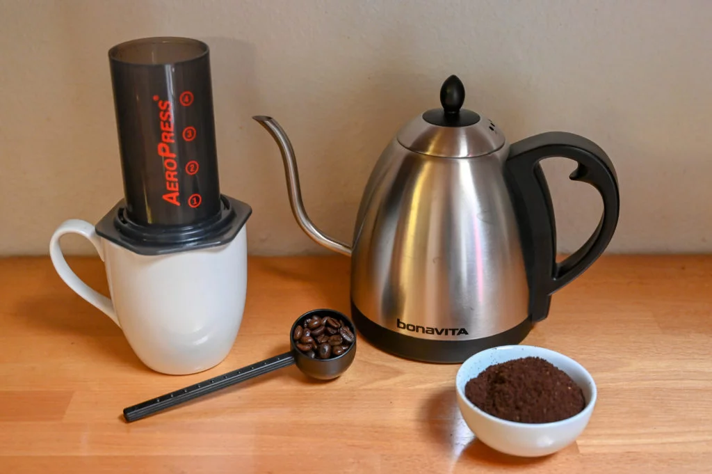 AeroPress single-serve coffee and hot water kettle