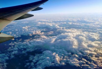 view from airplane over the clouds