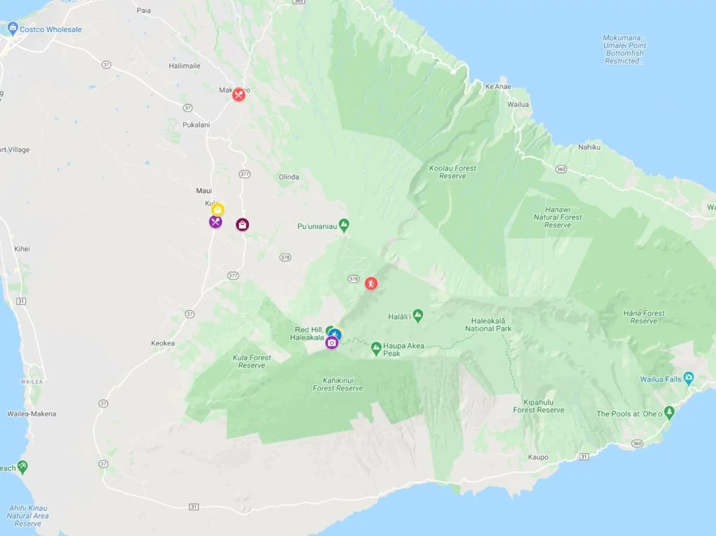 Map of Haleakala national Park Day Trip
