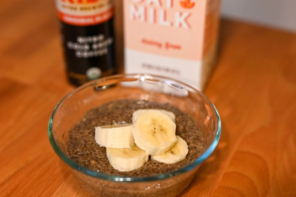 coffee chia pudding with oat milk