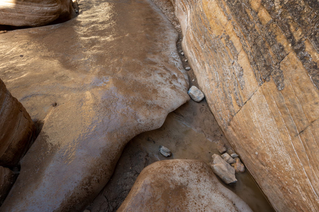 thick ice in slot canyon