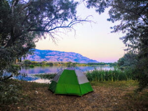 tent by the lake