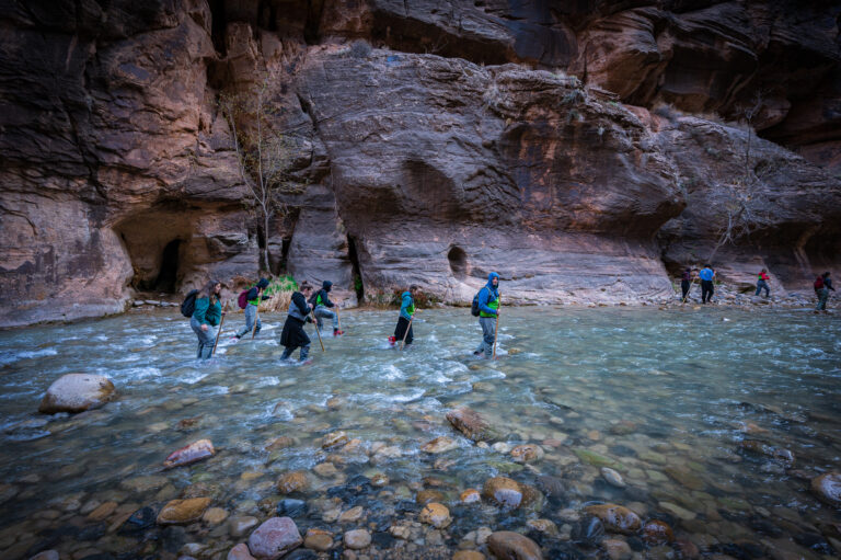 Hiking up the Virgin River