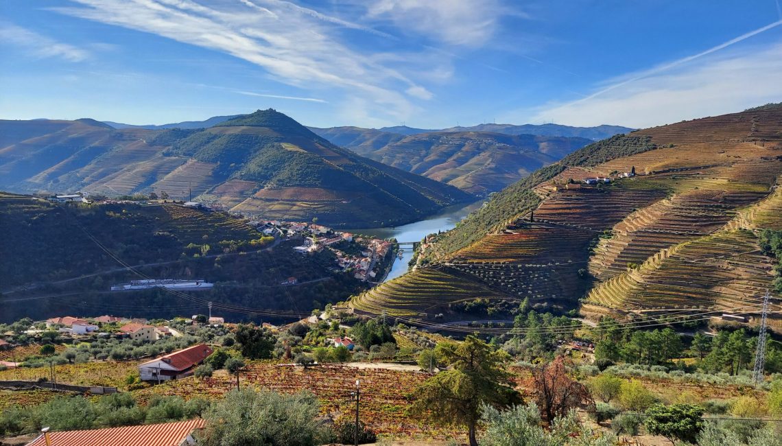 Dour River and Douro Valley vineyard terraces